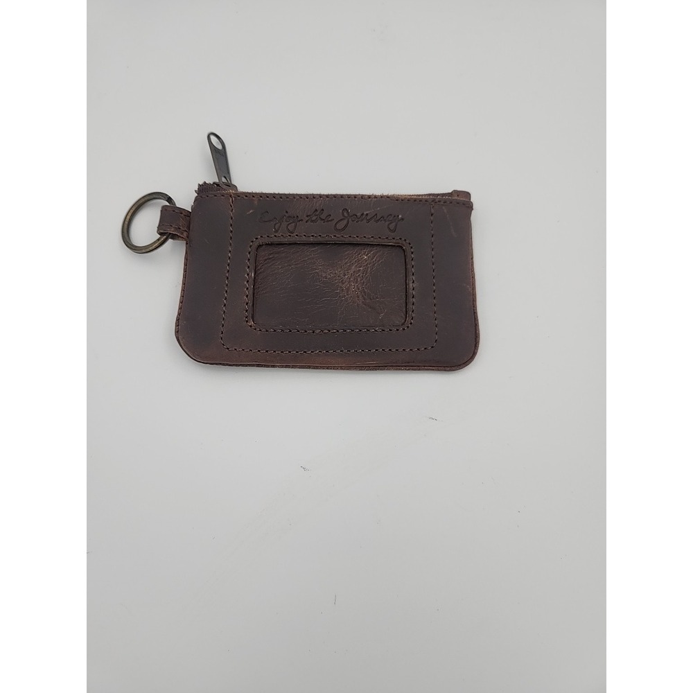 Enjoy The Journey Vtg Leather Id Keychain Wallet